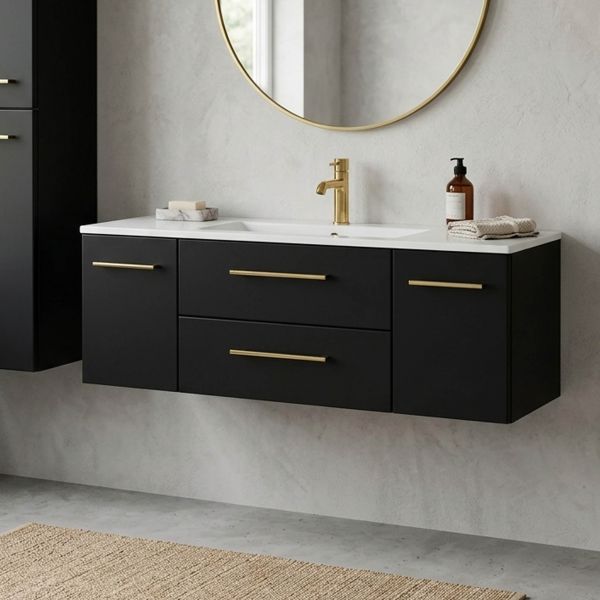 Badmöbelset Belli, Breite 120 cm, schwarz matt, BL1248