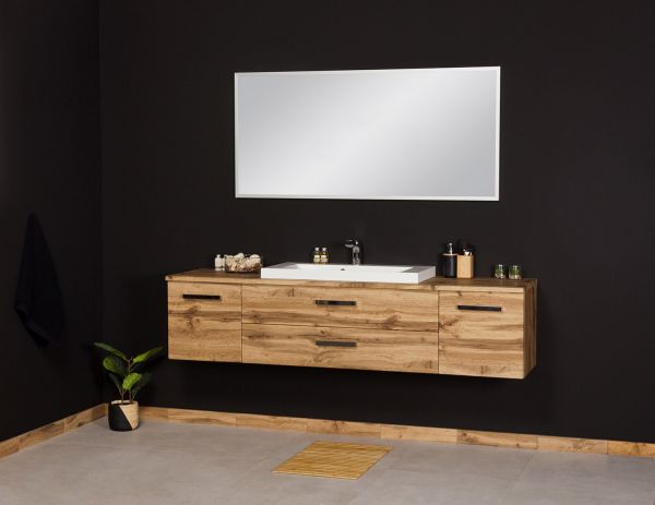 Badmöbel SUSAN, Breite 180 cm, Eiche Natur, Waschtischunterbau montiert