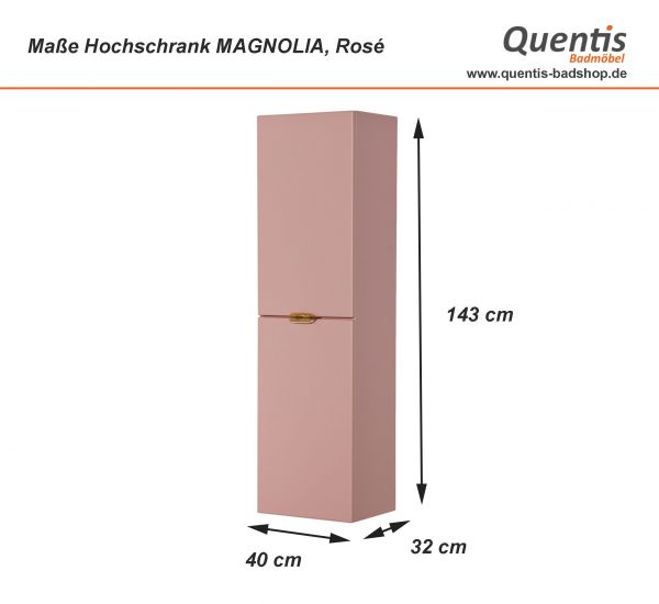 Bad Hochschrank MAGNOLIA, 2 Türen, rosé satiniert, vormontiert