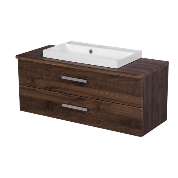 Badmöbel SUSAN Breite 100 cm, Nussbaum, Waschbeckenunterschrank montiert