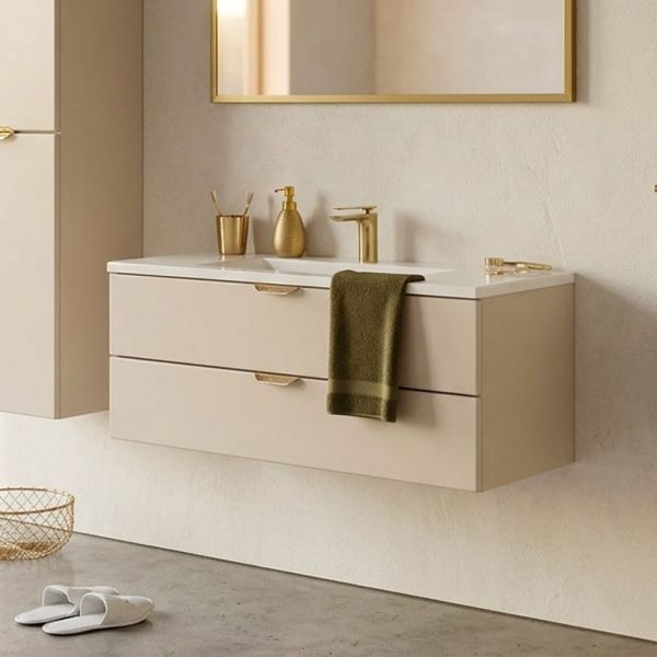 Badmöbel Magnolia, Breite 100 cm, sandfarben satiniert