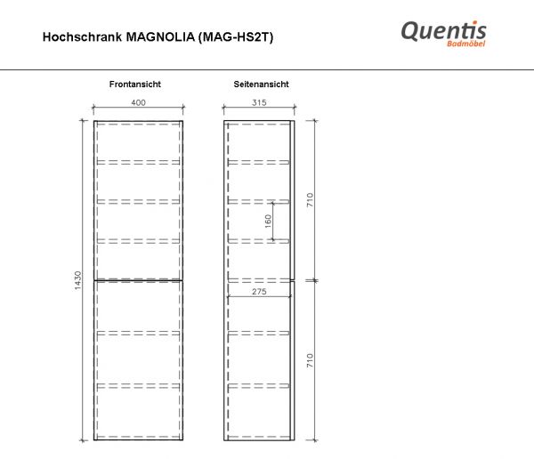 Badschrank MAGNOLIA, Hochschrank mit 2 Türen (MAG-HS2T)