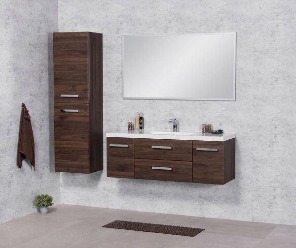 Badschrank mit 2 Türen, nuss, ARUVA/ GENUA/ SUSAN, vormontiert