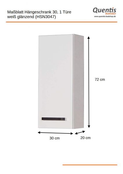 Badschrank, Breite 30 cm, weiß, ARUVA/ GENUA/ SUSAN, vormontiert