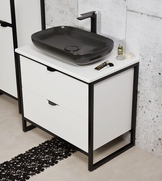 Badmöbel Cosmo, Breite 80 cm, Aufsatzbecken schwarz, CO8047-S
