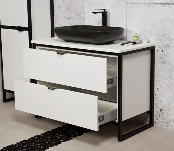 Badmöbel Cosmo, Breite 100 cm, Aufsatzbecken schwarz, CS1047-S