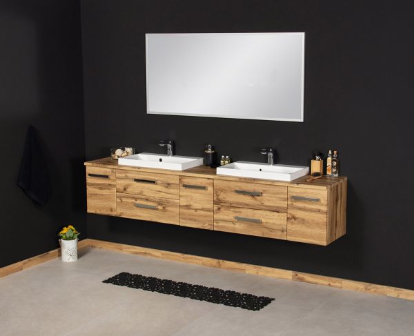 Badmöbel SUSAN 210 cm, Doppelwaschtisch, Waschtischunterbau montiert