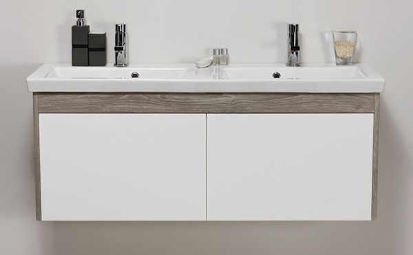Doppelwaschplatz Palu, Breite 120 cm, Waschbecken mit Unterschrank, PU1247