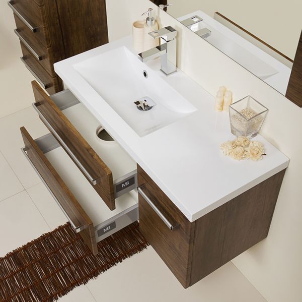 Waschplatz Genua Breite 90 cm, Front und Korpus Holzdekor antik, GE9250