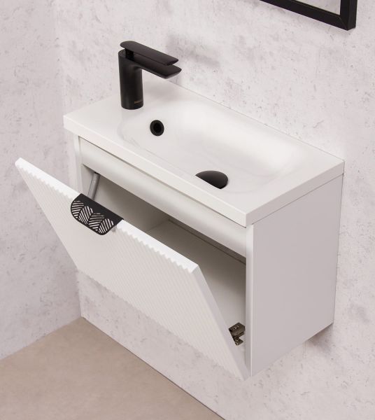 Gäste-WC Möbel FAROS ART, Breite 50 cm, seidenmatt weiß (FRC-B50)