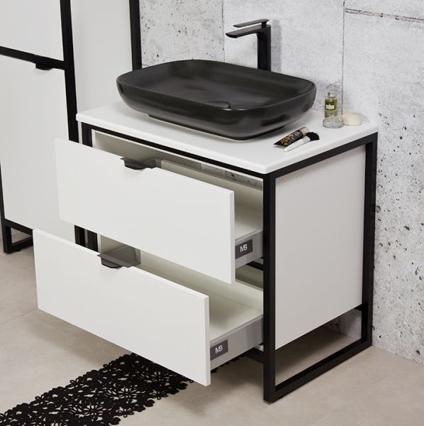 Badmöbel Cosmo, Breite 80 cm, Aufsatzbecken schwarz, CO8047-S