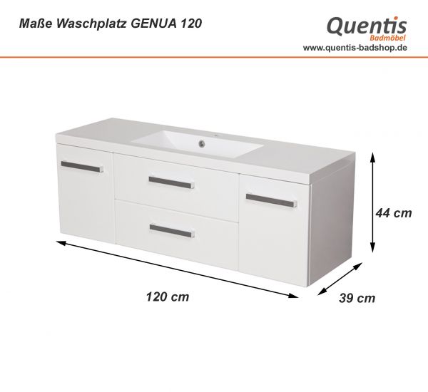 Badmöbel Genua 120 cm, 2-teiliges Waschplatzset, grafitgrau