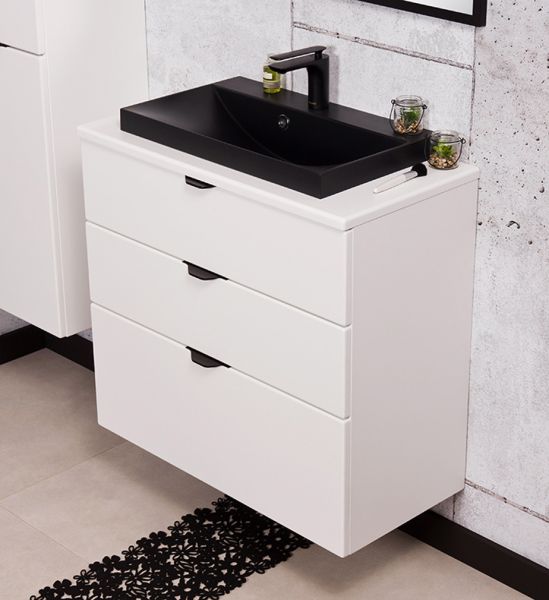 Badmöbel VICTA 80, Unterbau mit 3 Schubladen, seidenmatt weiß (Art.Nr. VIC80347-S)