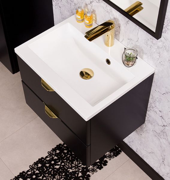 Badmöbelset VICTOR 50, 2 Schubladen, schwarz matt (VIC50248)