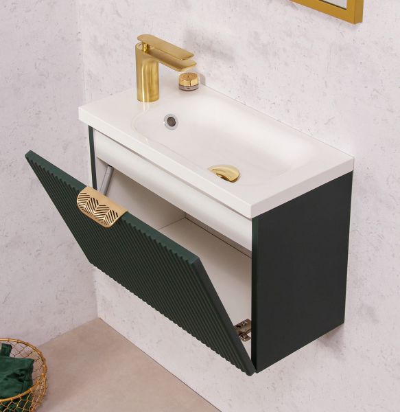 Gäste-WC Möbel FAROS ART, Breite 50 cm, seidenmatt grün (FRC-Z50)