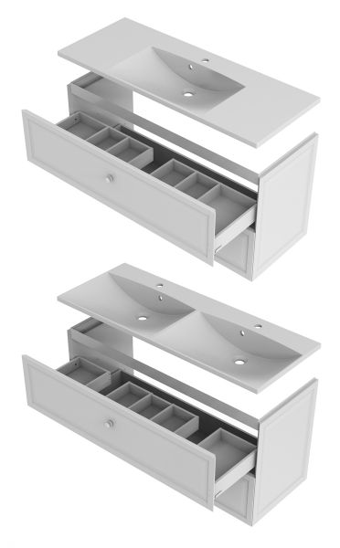 Waschtischunterbau Montebianco 120 als Einzel oder Doppelwaschtischuntrschrank