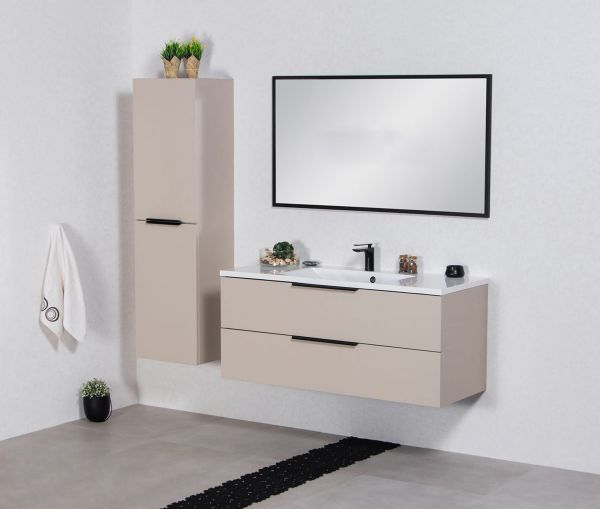 Badmöbel SYDNEY 100 cm, Macadamia matt, Waschtisch und Unterschrank (montiert)