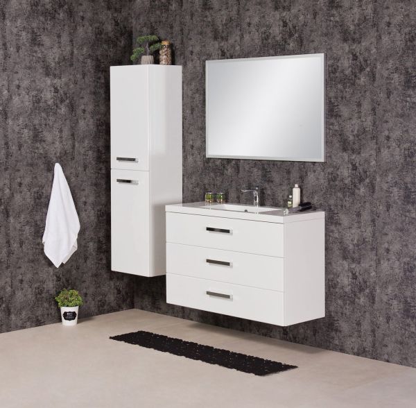 Quentis-Waschplatzset Genua 100, 3 Schubladen, weiß (GE1347)