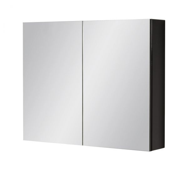 Spiegelschrank Breite 80 cm, schwarz glänzend, montiert