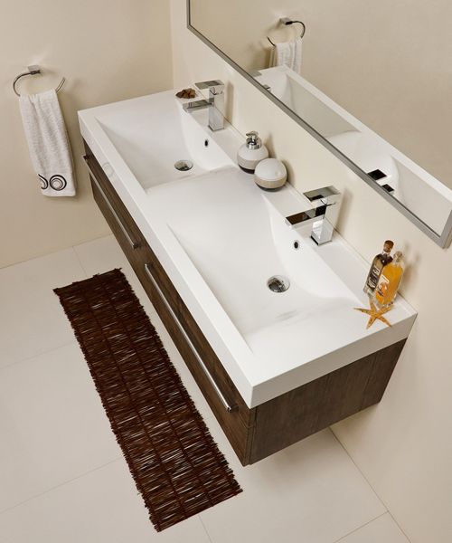 Doppelwaschplatz Zeno, Breite 140 cm, Ausführung Holzdekor antik, ZE1450-2S