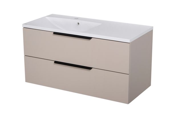 Badmöbel SYDNEY 100 cm, Macadamia matt, Waschtisch und Unterschrank (montiert)