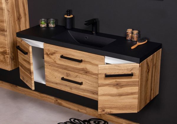 Badmöbel FOKUS LOFT 120, Eiche Natur, Waschtischunterschrank montiert