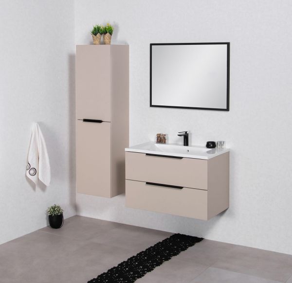 Badmöbel SYDNEY 80 cm, Macadamia matt, Waschtisch und Unterschrank (montiert)