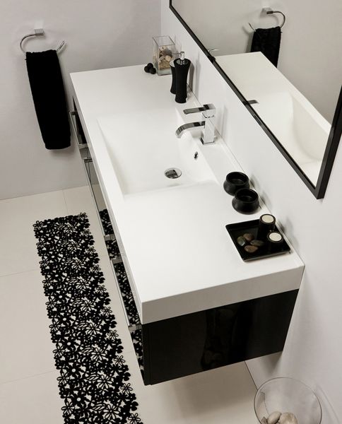 Badmöbel Aruva, Breite 140 cm, schwarz glänzend, AR1448-E-1S