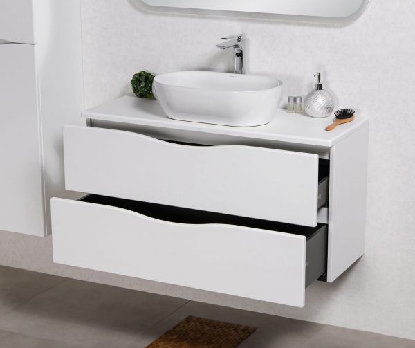 Badmöbel Onda Breite 100 Tiefe 38 cm weiß matt OND-B6-U100