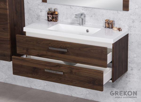 Badmöbel Genua 100 cm, Holzdekor Nussbaum (GE12OR)