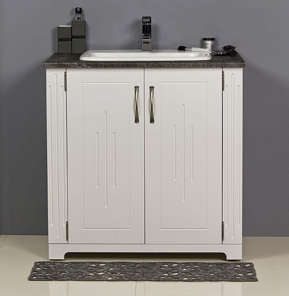 Badmöbelset ANTIC 80 cm inkl. Hochschrank, weiß