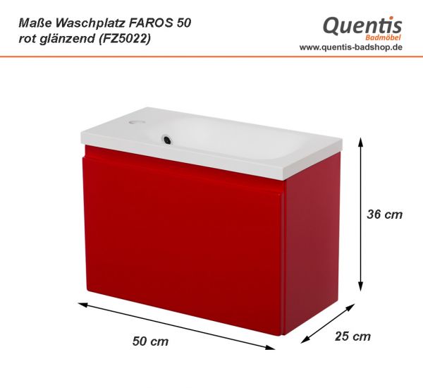 Badmöbel Faros 50, rot glänzend, FZ5022