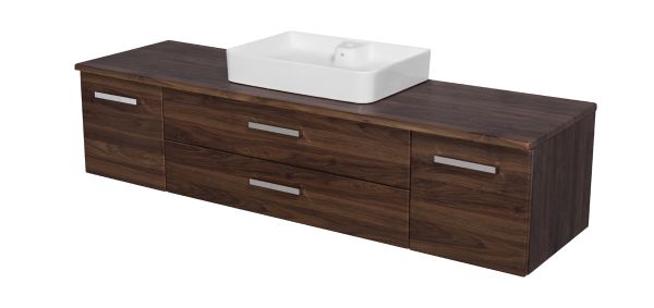 Badmöbel ZENO Breite 180 cm, nussbaum, Waschtischunterbau montiert