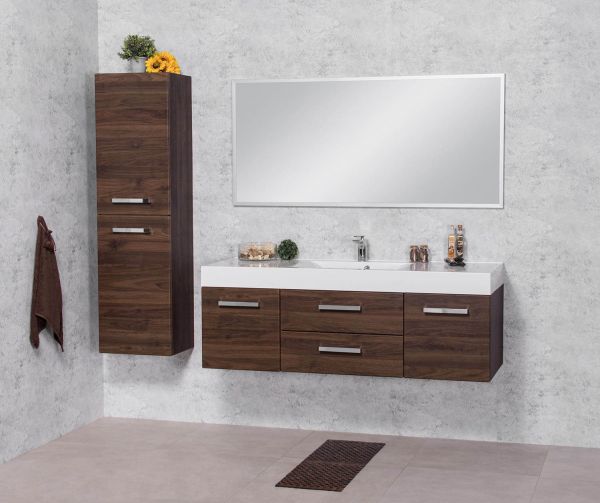 Quentis Badmöbel Zeno Breite 140 cm nussbaum Waschtischunterbau montiert (ZE14ORE)