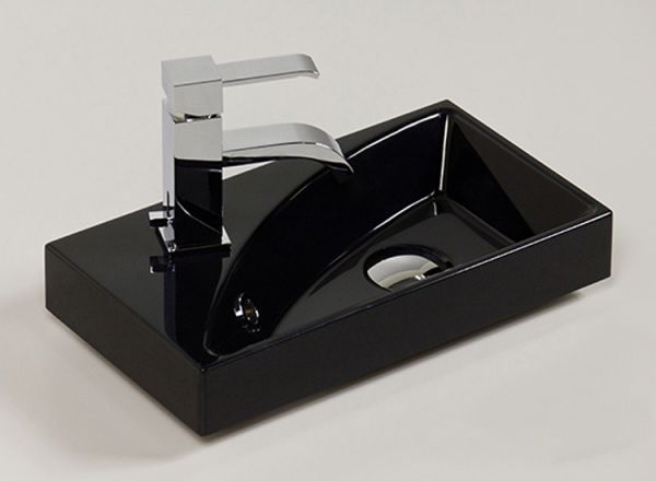 Badmöbel Gäste-WC FAROS 40 "Black edition", Waschbeckenunterschrank montiert