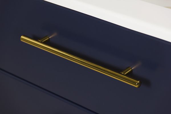 Badschrank BELLI mit Wäschekorb, Marineblau matt, vormontiert