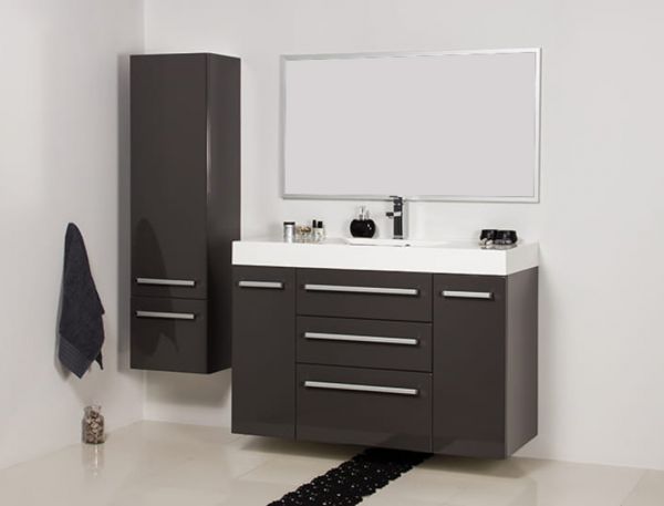 Badschrank, Hochschrank, 1 Türe, 1 Schublade, grafitgrau