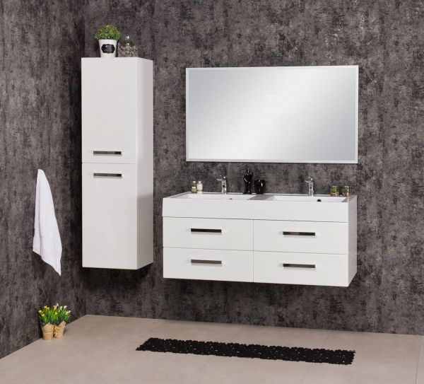 Doppelwaschplatz ARUVA 120, weiß glänzend (AR1210-D-4S)