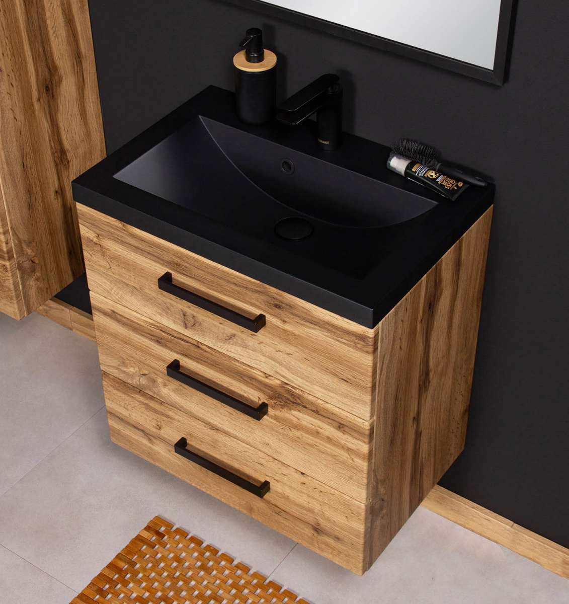 Industrie-Stil Waschbecken – Bodenstehend, Aus Metall, Im Loft-Design, Farbe Bronze, Mit Antirutschmatten