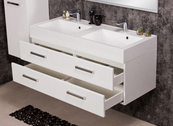 Doppelwaschplatz ARUVA 120, weiß glänzend (AR1210-D-4S)