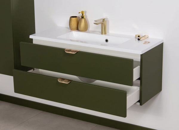 Quentis Badmöbel Magnolia, Breite 100 cm, olivgrün mattiert (MAG100-OK)