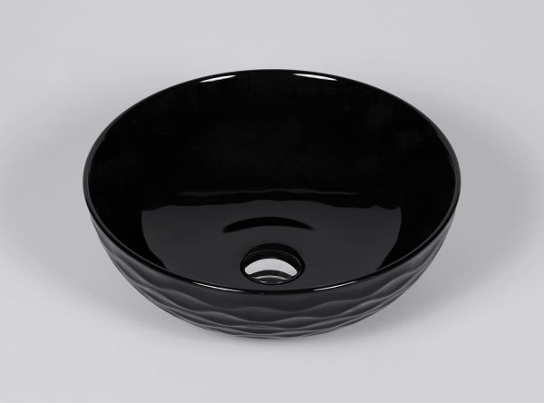 Aufsatz-Waschbecken WAVE 42, Keramik, schwarz