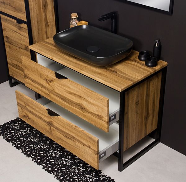 Badmöbel Cosmo, Breite 100 cm, Aufsatzbecken schwarz, CO1062-S