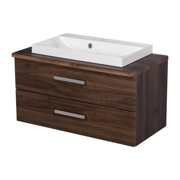 Badmöbel Susan, Breite 80 cm, Nussbaum, Waschtischunterbau aufgebaut (SN802OR)