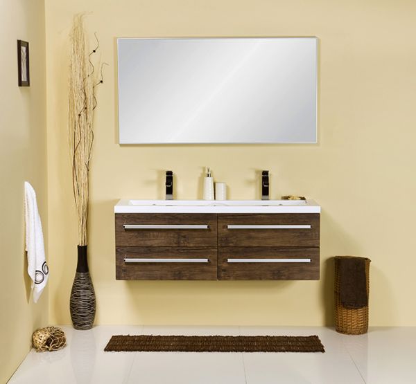 Doppelwaschplatz Genua, Breite 120 cm, Front und Korpus Holzdekor antik, GE2250