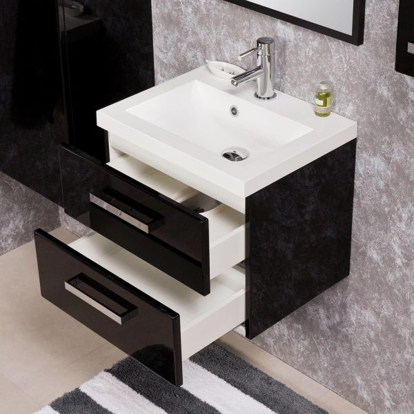 Badmöbel GENUA Breite 50 cm, schwarz (GE5248)