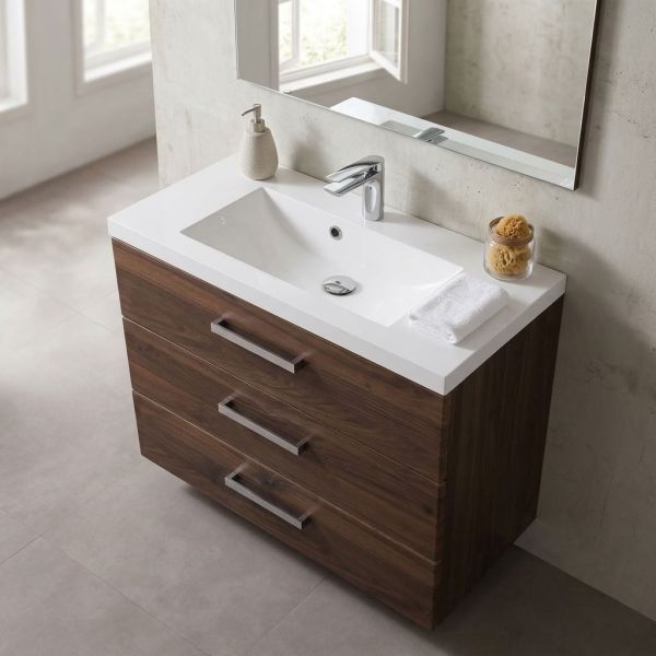 Badmöbel GENUA 80-XL, Holzdekor Nussbaum