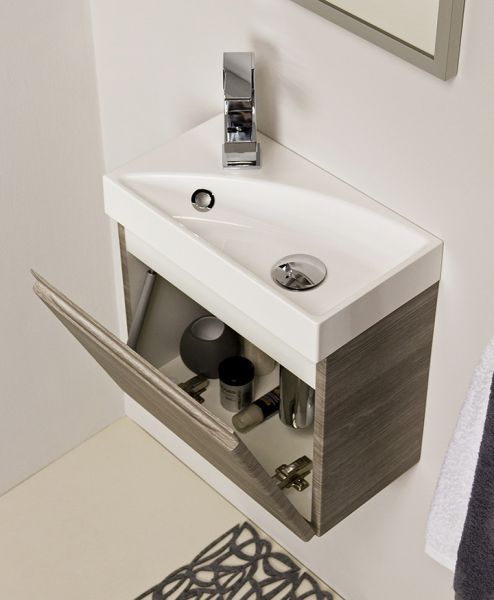 Gäste-WC Set Faros 40, Waschbecken RENA, Holzdekor Perlgrau, FZ4023R