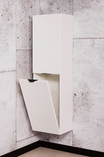 Quentis Bad Hochschrank, mit Wäschekorb, weiß matt