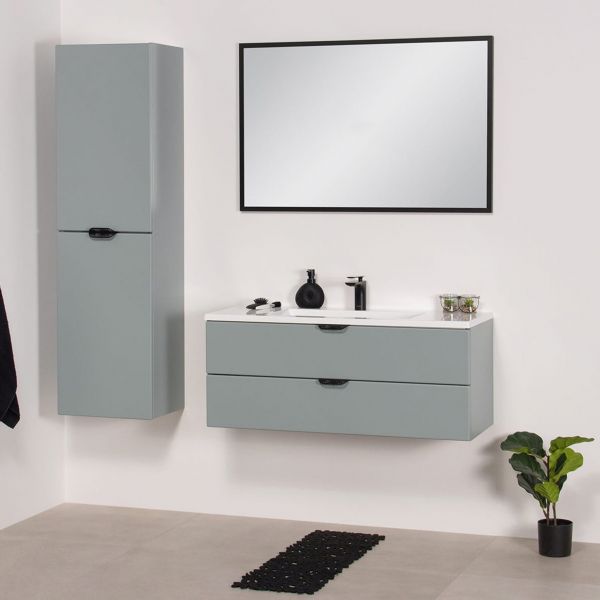 Badmöbel Magnolia, Breite 100 cm, Gletscherblau mattiert (MAG100-BK)